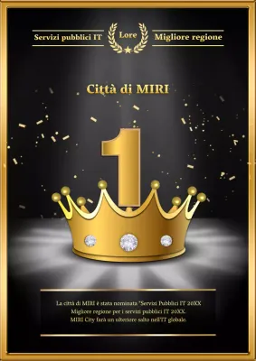 Annuncio del premio in nero e oro di lusso