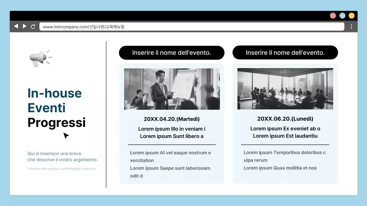 Semplice formazione aziendale di orientamento per i nuovi assunti in blu e nero