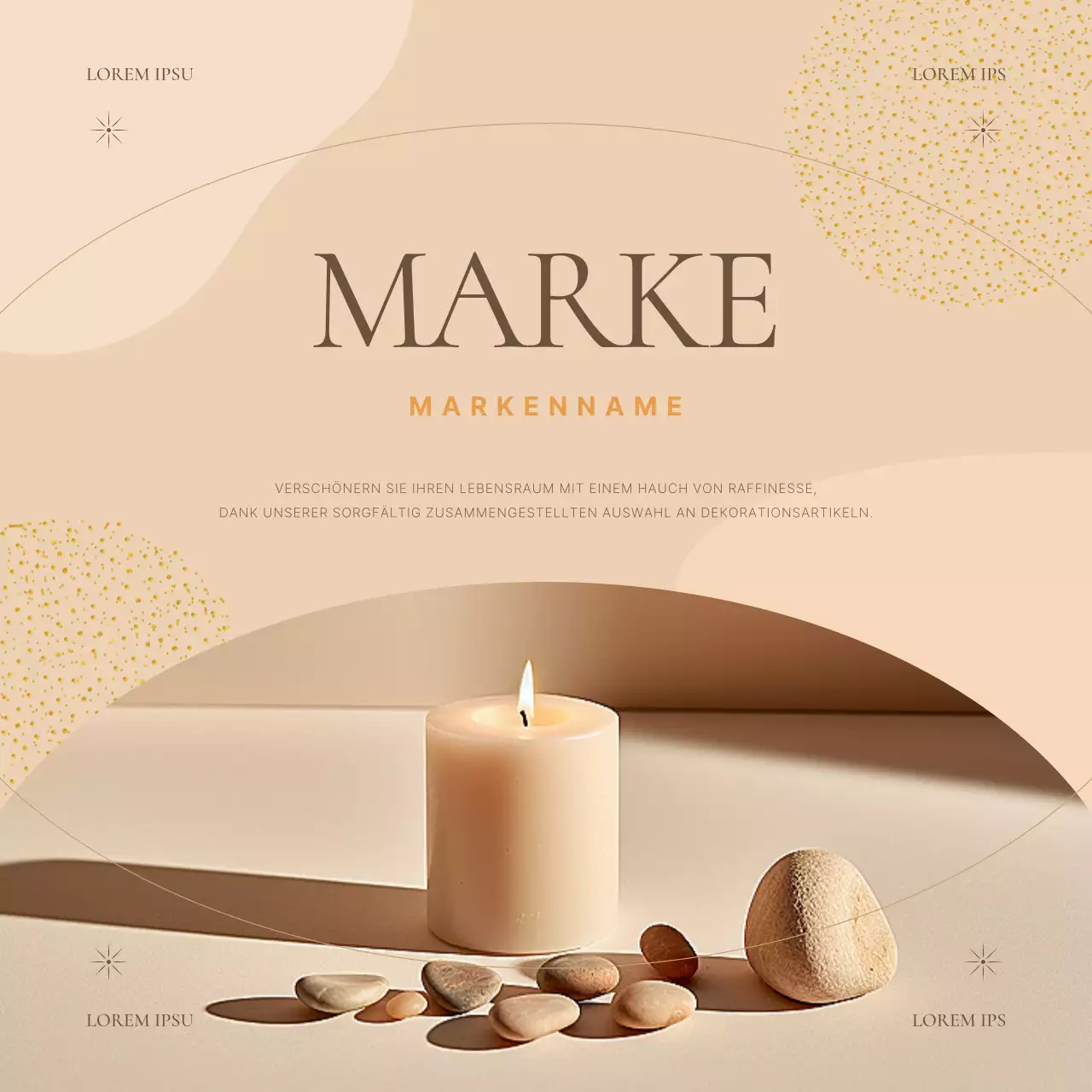 Eine klassische Requisitenwerbung in Beige und Braun