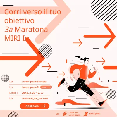 Promuovere una maratona aziendale geometrica arancione e nera