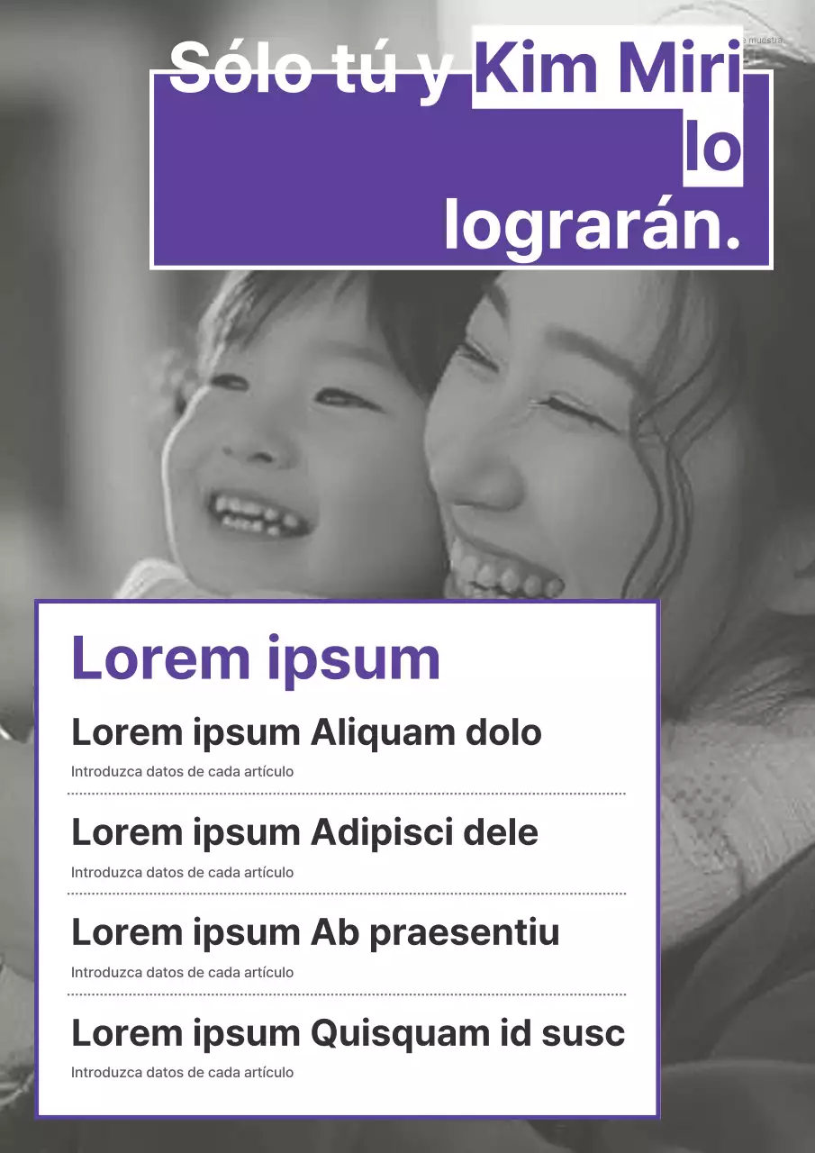 Un sencillo folleto electoral morado y blanco