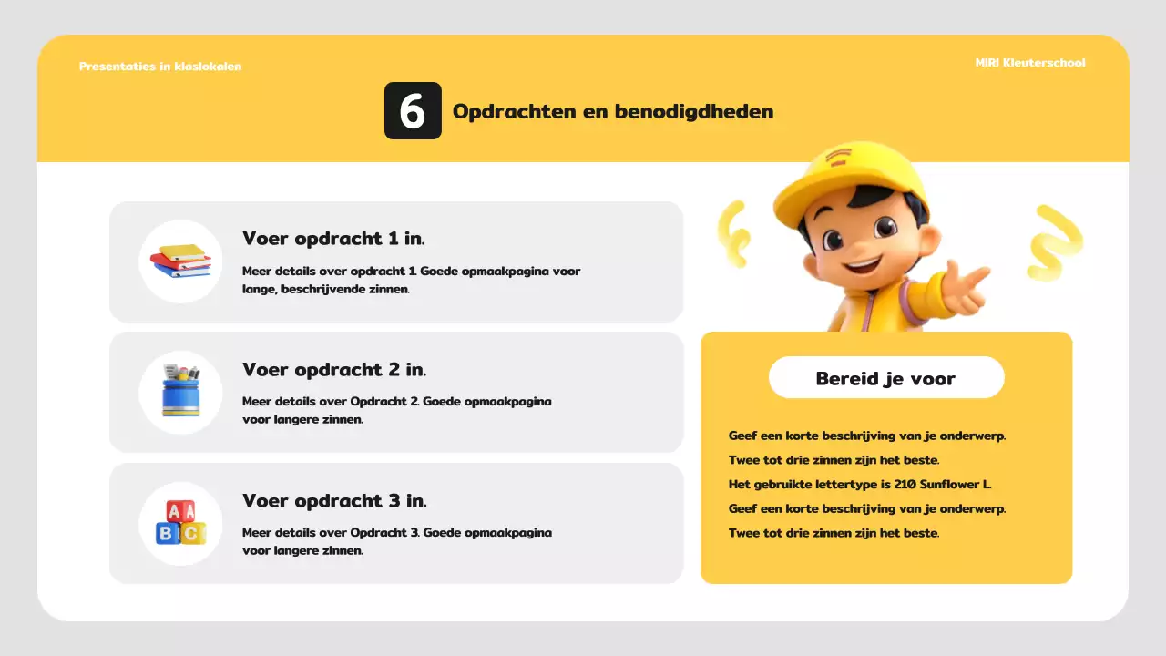 Eenvoudig lesplan voor kleuters in geel en wit