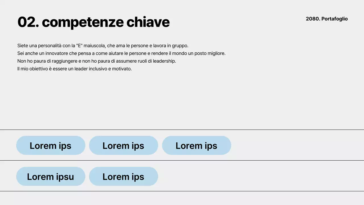 Un semplice portfolio per persone in cerca di lavoro, in bianco e azzurro.