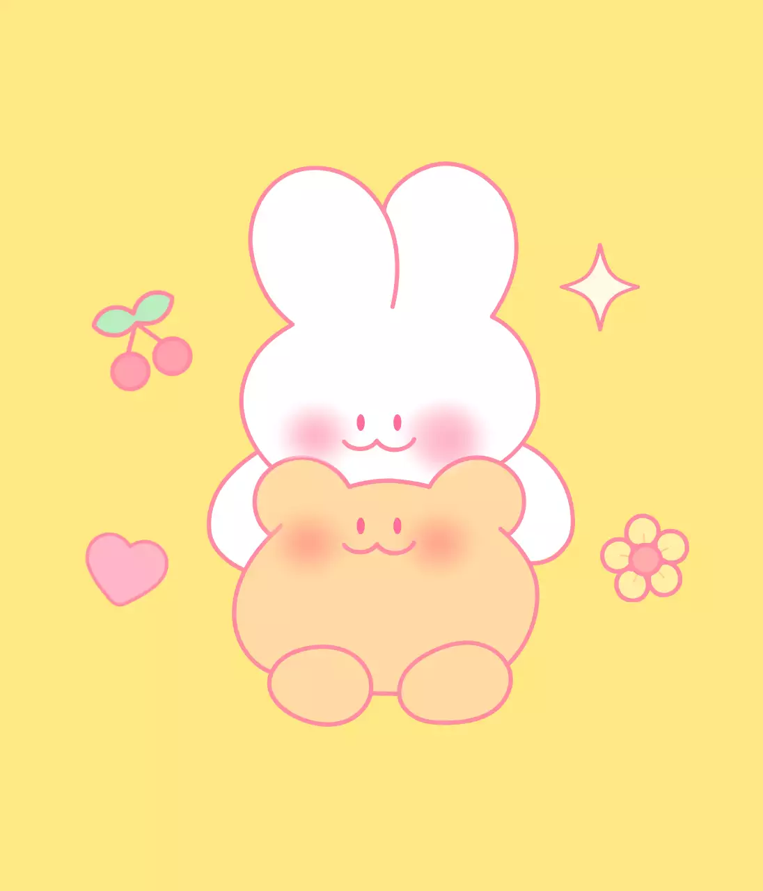 Het schattige alledaagse ontwerp van Bunny en Squirrel