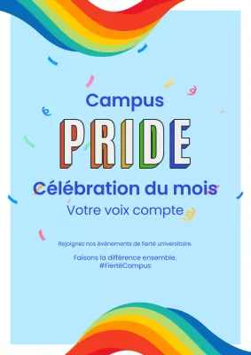 Campagne de célébration du prix du campus simple, bleu ciel et arc-en-ciel