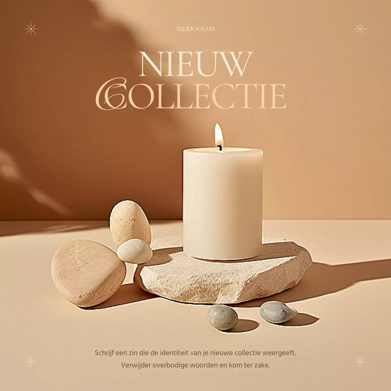 Een klassieke advertentie van een rekwisietenmerk in beige en bruin