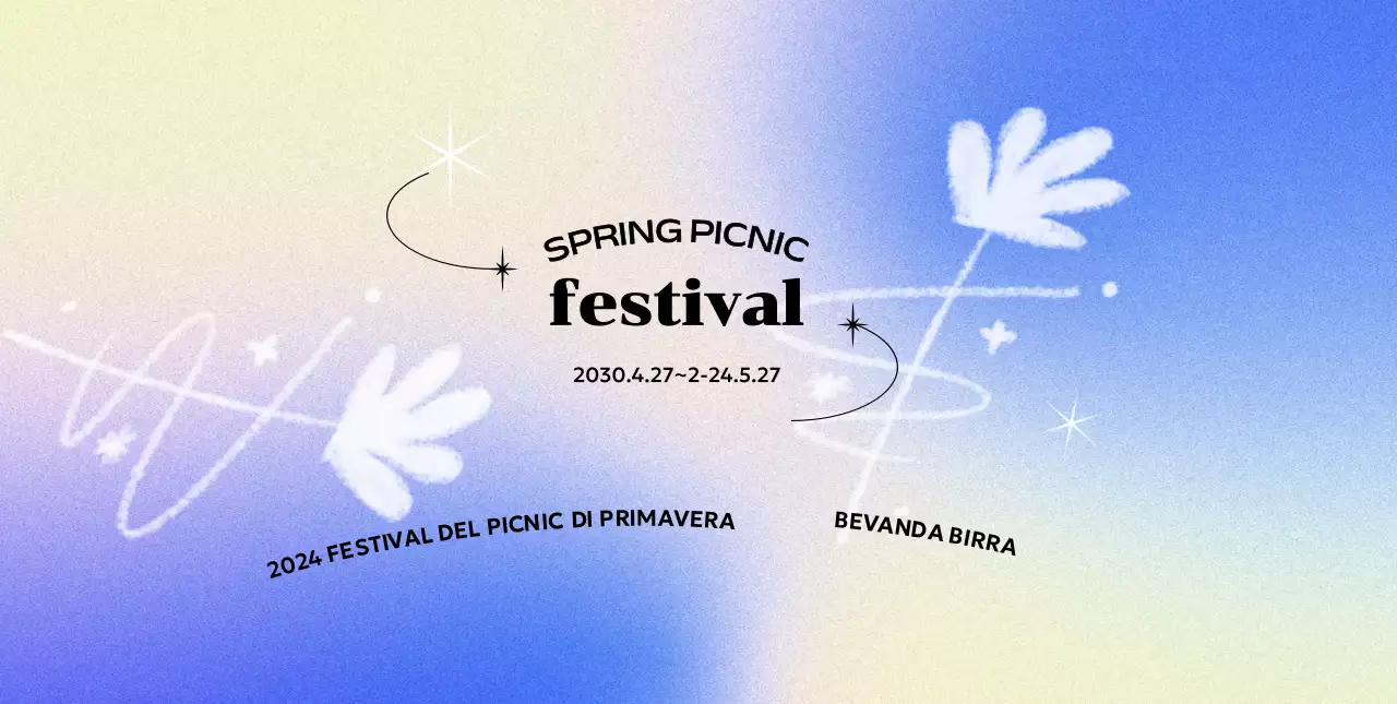 Un festival concettuale colorato con uno sfondo sfumato e fiori e brillantini dipinti a mano.