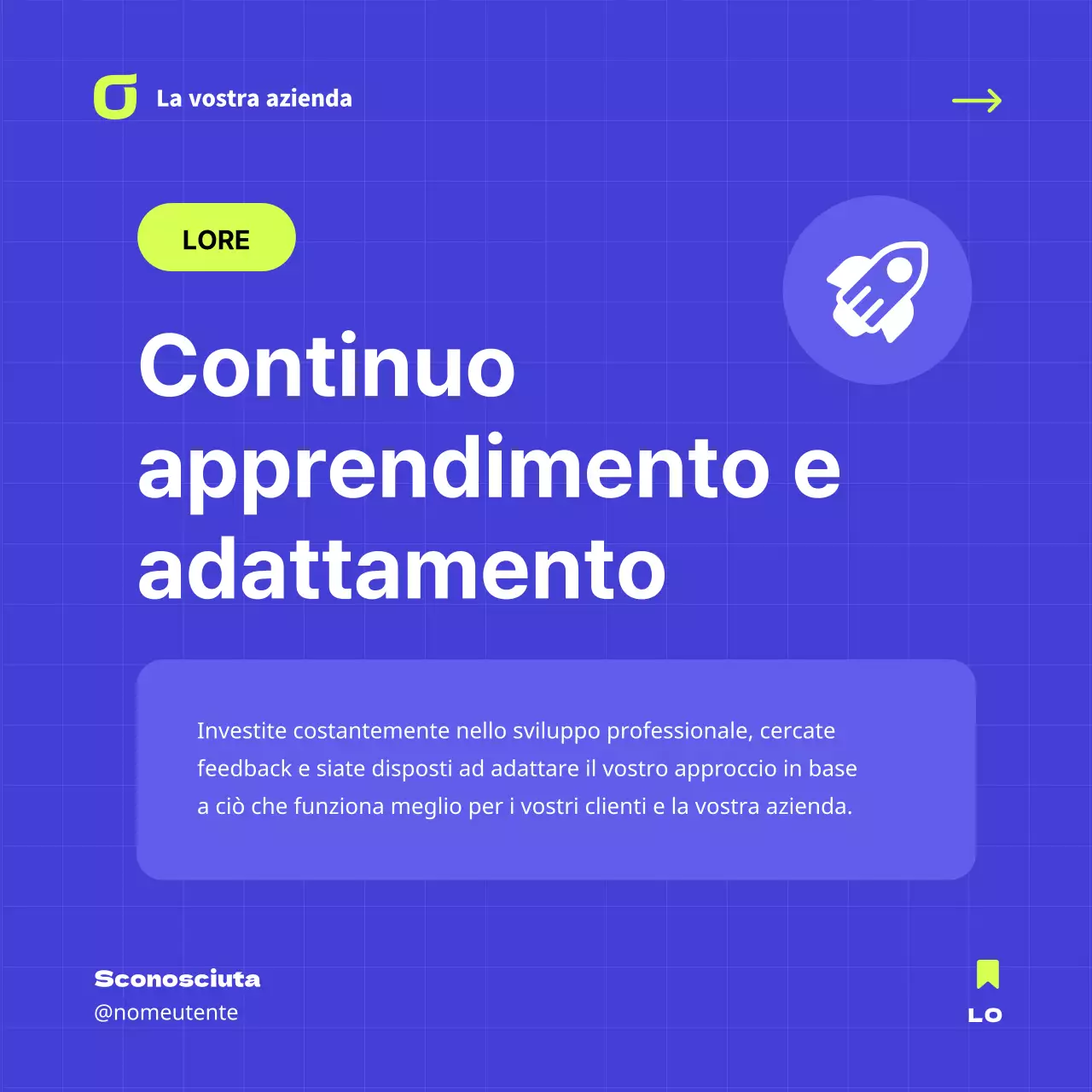 Suggerimenti aziendali geometrici blu e neon Pubblicità