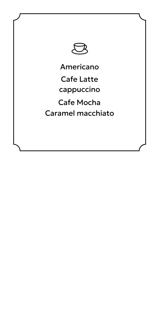 A simple book cafe with a black background, white borders, and coffee and book illustrations.