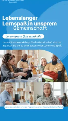 Einfache Sommer-Workshop-Anzeige in Blau und Weiß