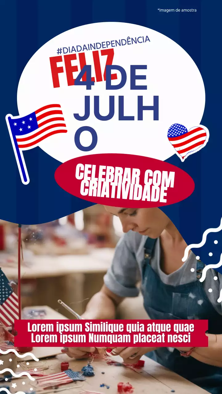 Aviso de evento azul e vermelho da moda para o 4 de julho