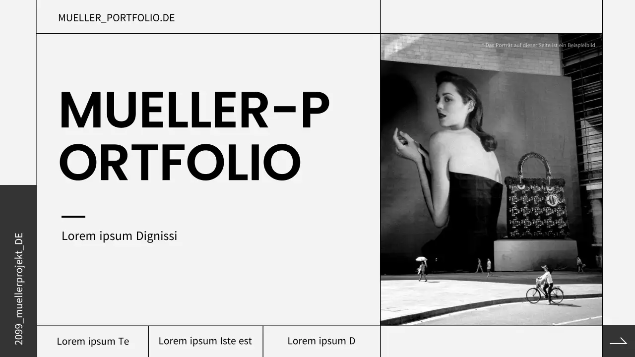 Schwarz-weißes Portfolio für fortgeschrittene Einsteiger