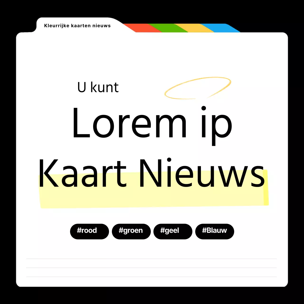 Een eenvoudige kleurrijke social media-cover met zwart en regenboogkleuren