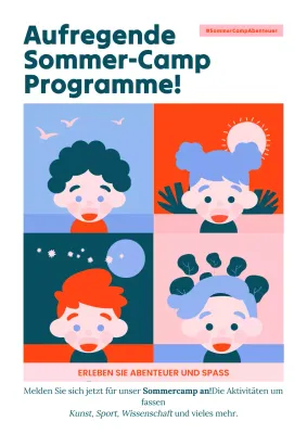 Flieder und Orange Trendy Kids Sommer-Workshop Werbung