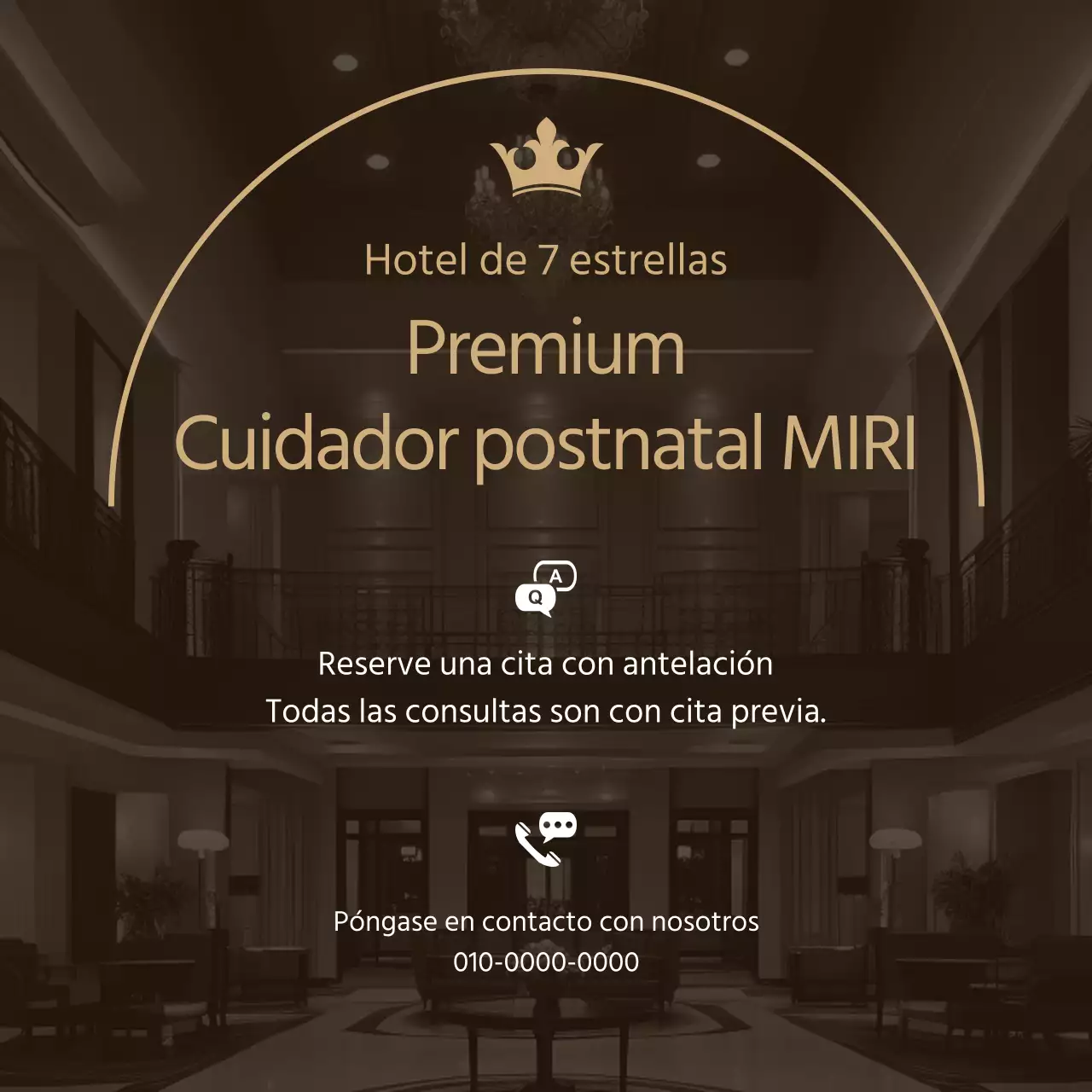 Moderno anuncio de camarera postnatal premium en oro