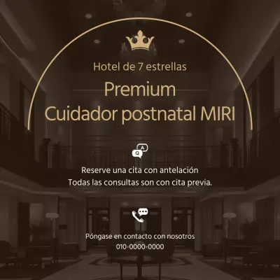 Moderno anuncio de camarera postnatal premium en oro