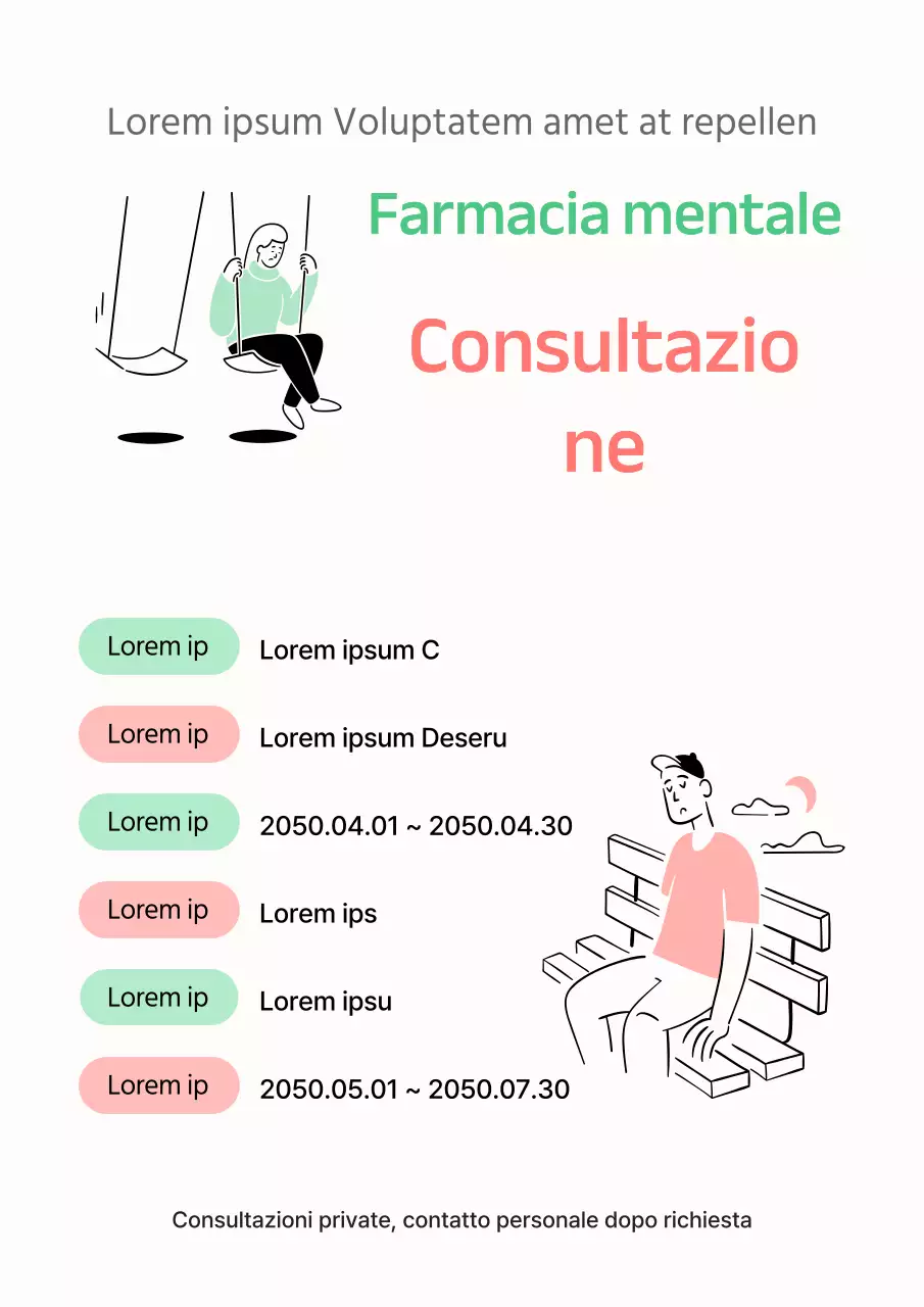 Annunci di volontariato per consulenti psicologici moderni di colore rosa e menta