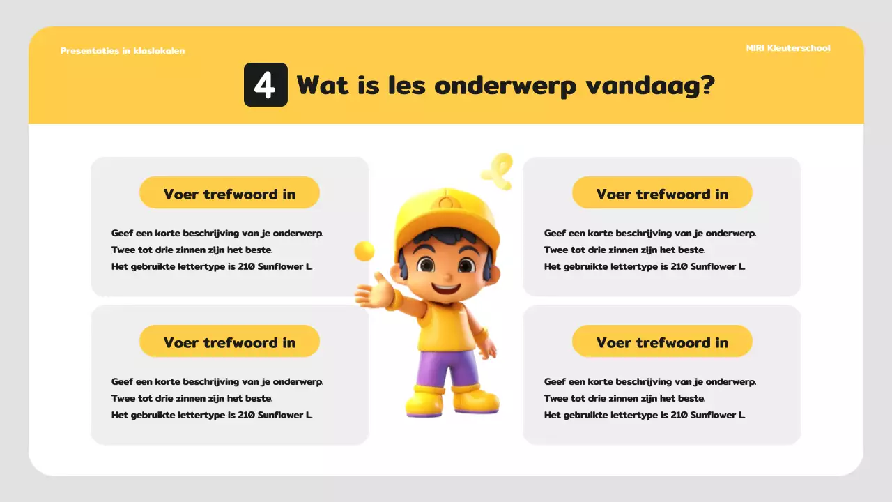 Eenvoudig lesplan voor kleuters in geel en wit