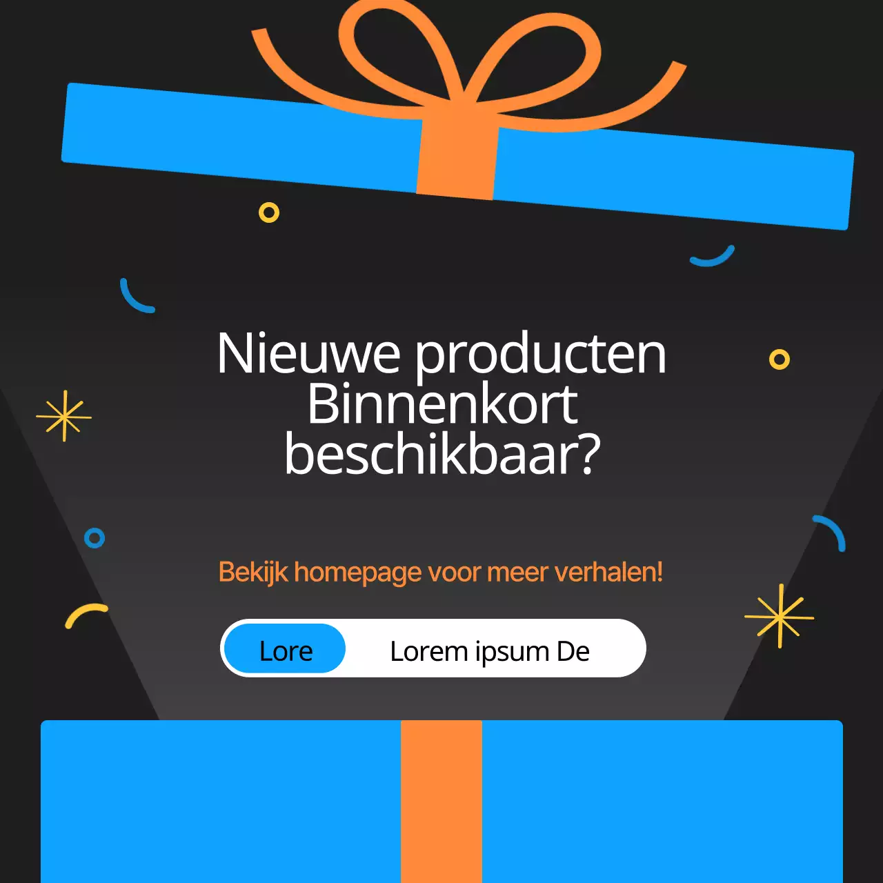 Promoot een nieuwe productlancering met een eenvoudig blauw en oranje kleurenschema