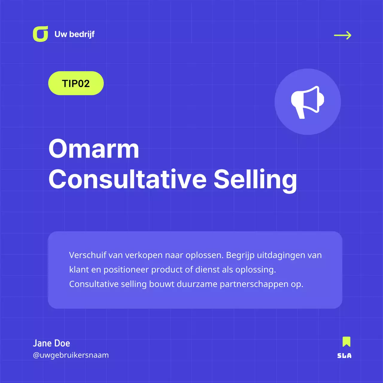 Blauw en Neon Geometrische Zakelijke Tips Publiciteit