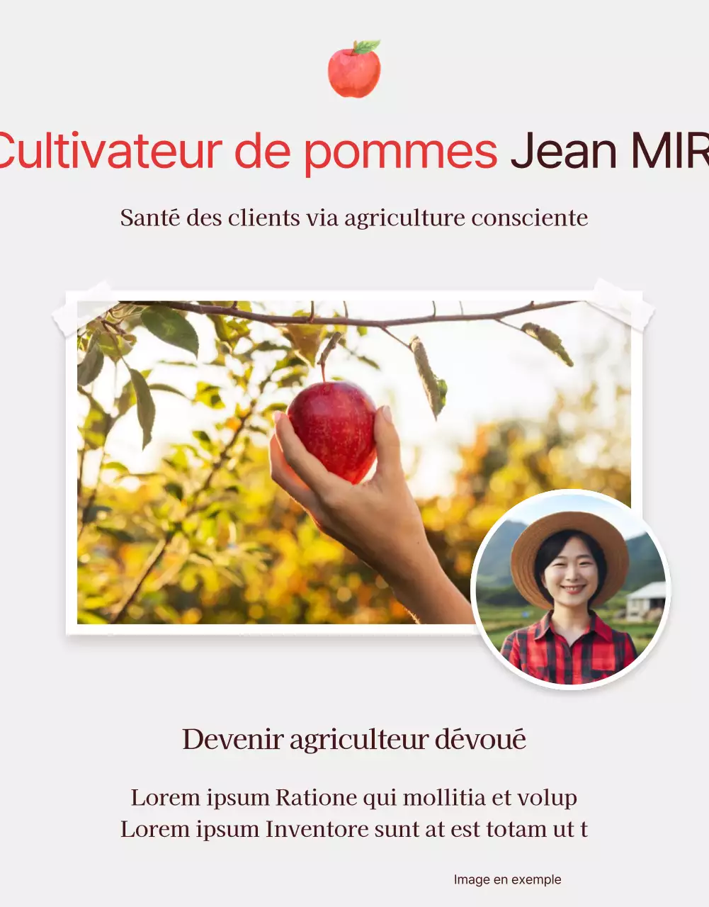 Promouvoir la vente de pommes rouges et grises de type "natural concept".
