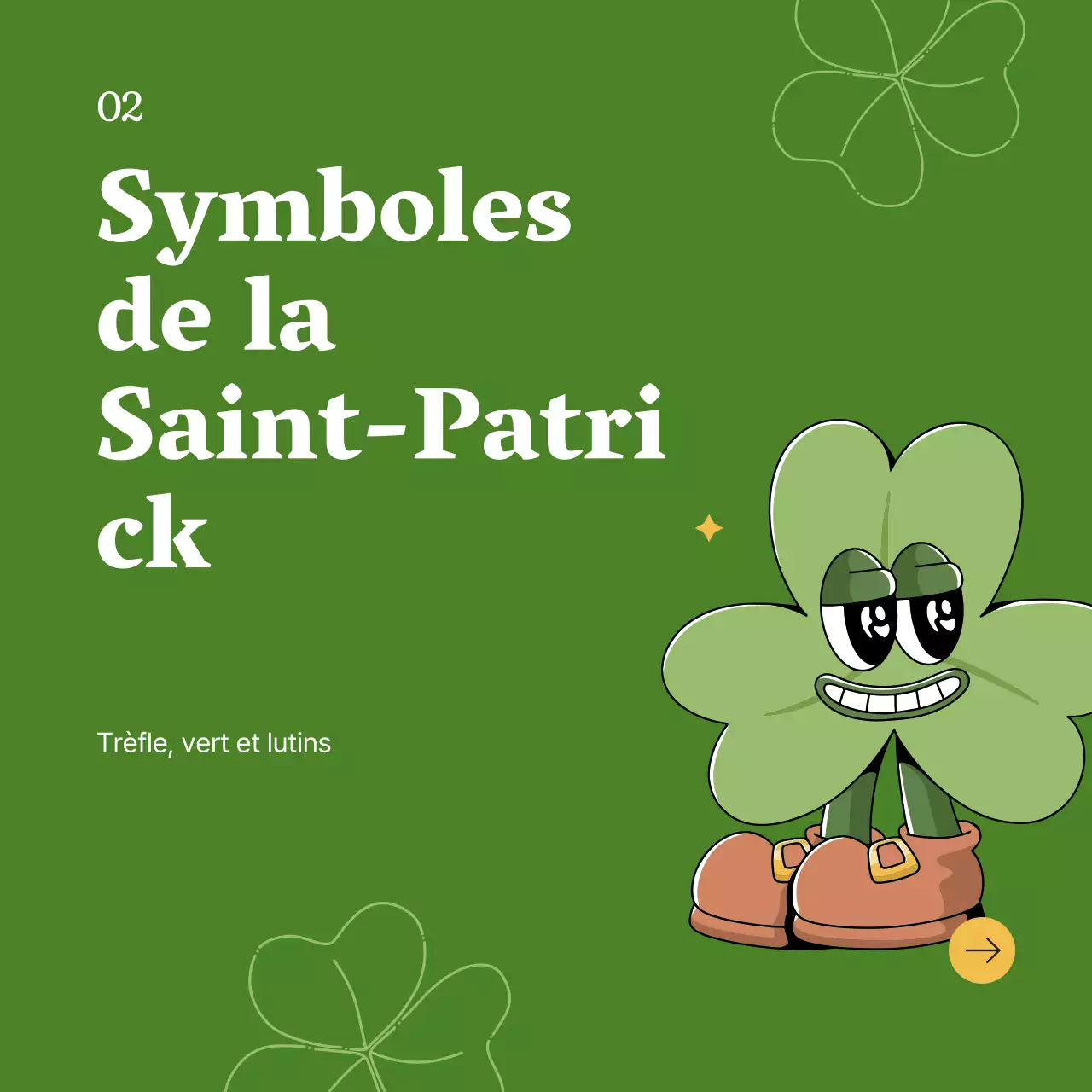 Publicité pour l'histoire simple de la Saint-Patrick en vert et en beige