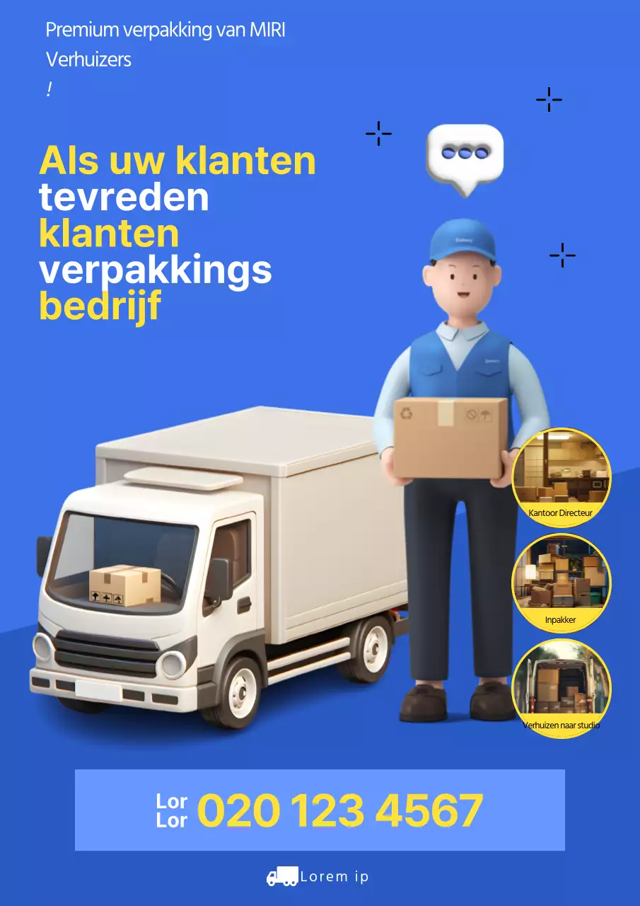 Blauwe en gele verhuizers promoten