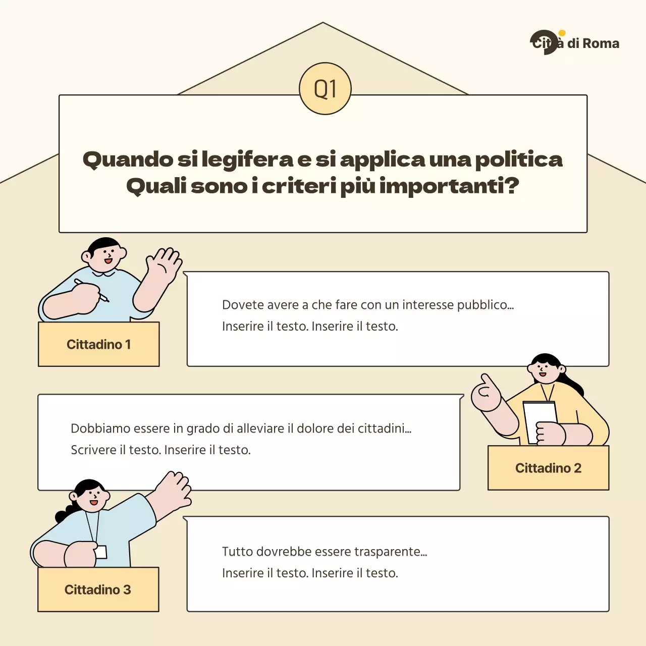 Una semplice guida alla discussione civica, in avorio e azzurro.