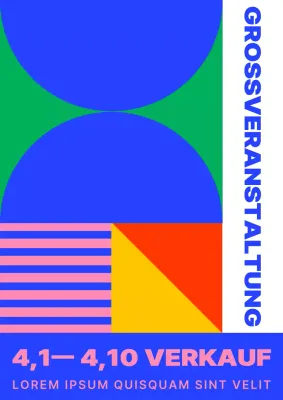 Werbung für einen einfachen Ausverkauf im Einkaufszentrum in Blau und Rosa