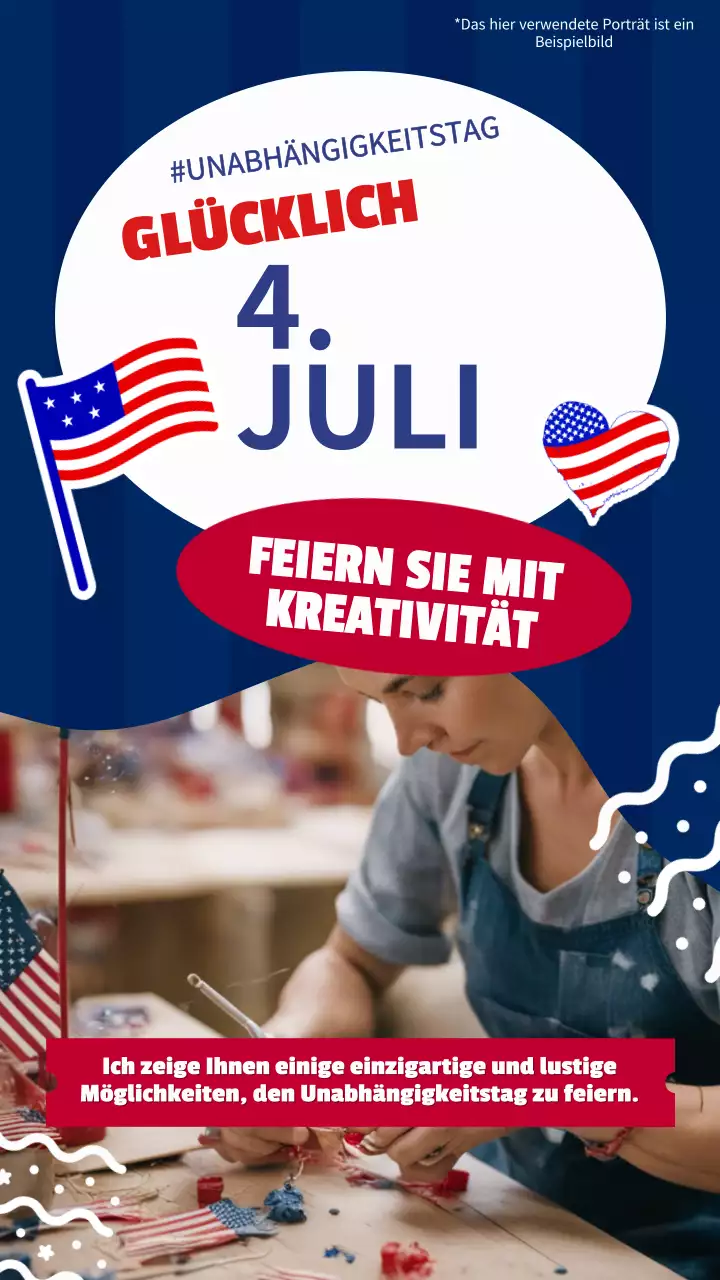 Blauer und roter Trendy 4th of July Veranstaltungshinweis