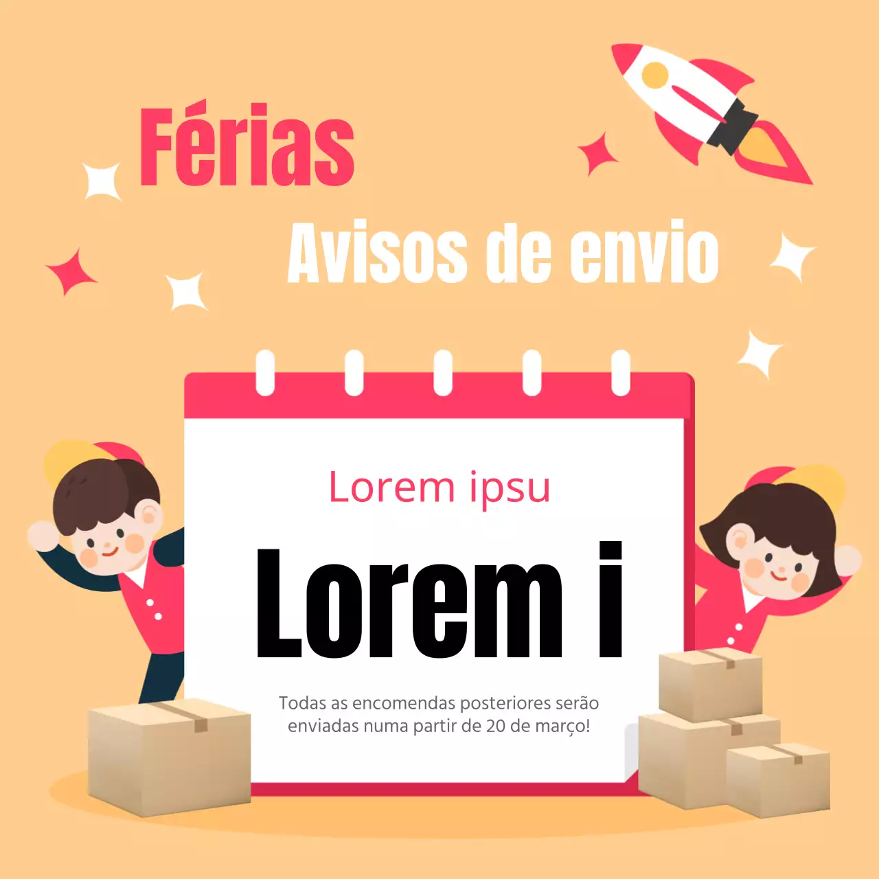 Anúncios de envio de férias em amarelo e rosa choque