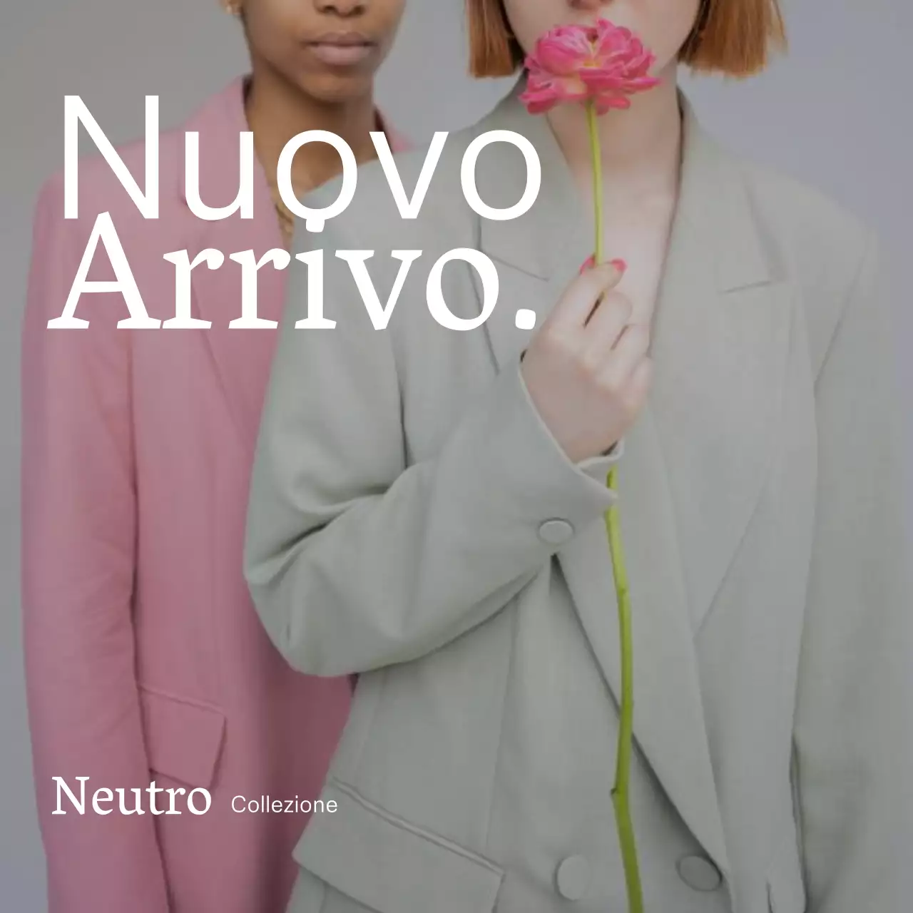 Pubblicità della nuova collezione di moda Basic grigia e bianca