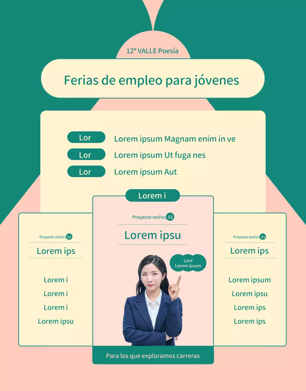 Promover una bonita feria profesional juvenil rosa y verde