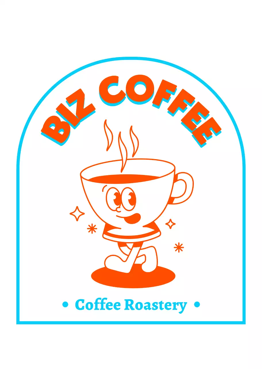 青と赤のコーヒーキャラクターのイラスト