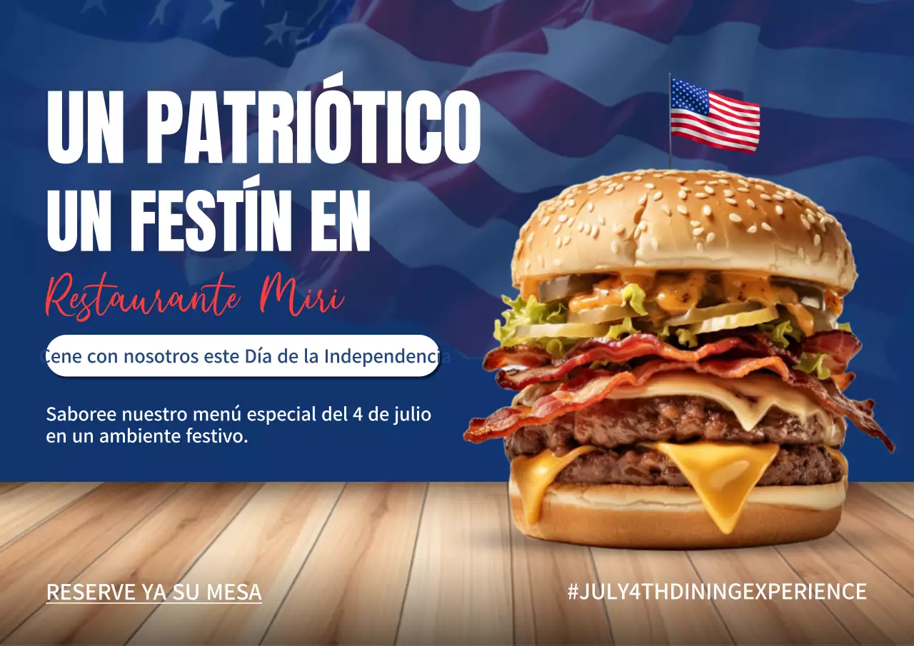 Promueva un restaurante clásico azul y blanco el Día de la Independencia