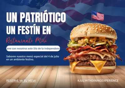 Promueva un restaurante clásico azul y blanco el Día de la Independencia