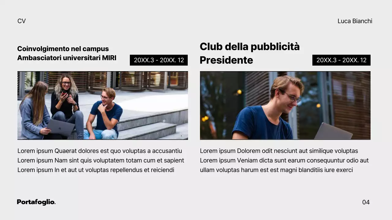 Un portfolio grigio e minimalista per chi cerca lavoro