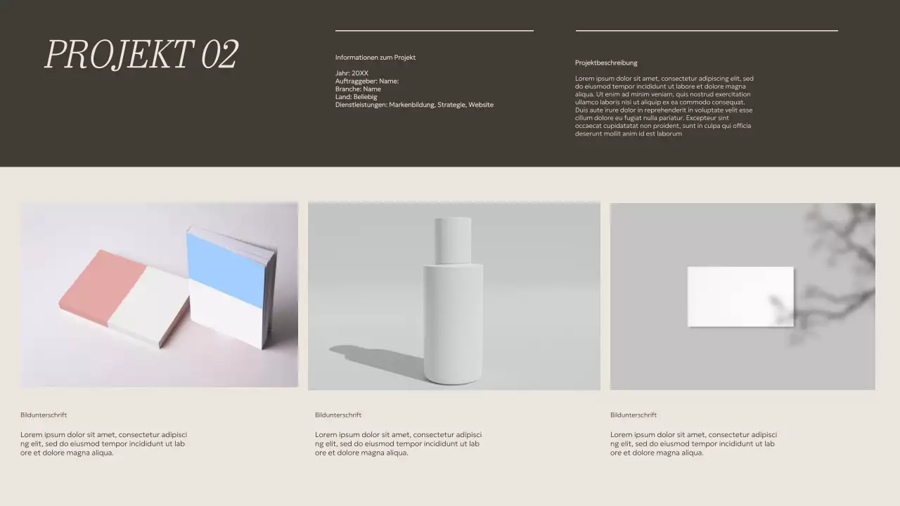 Beige und Khaki Minimalistisches Kreativ-Portfolio Material