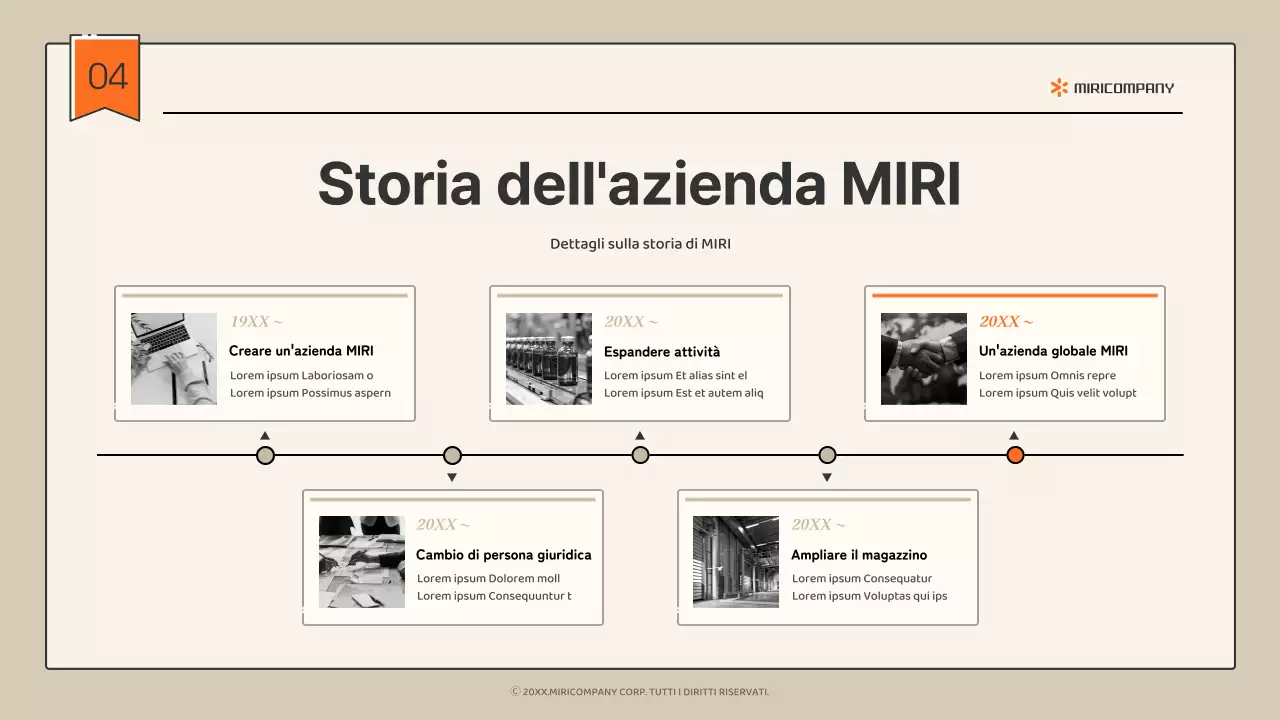 Profilo aziendale semplice e infografico in beige e arancione
