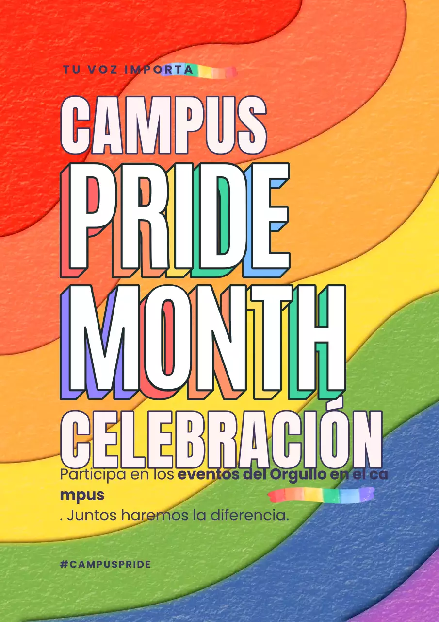 Anuncio de la celebración del orgullo universitario arco iris