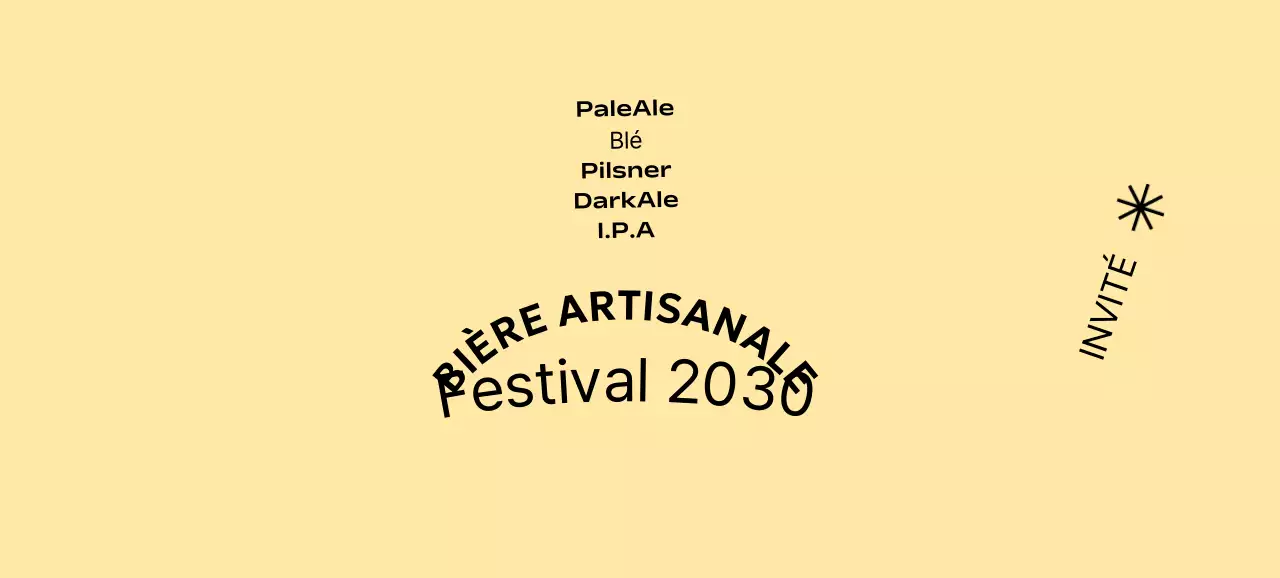 Concept simple de festival de la bière artisanale sur fond monochrome et police gothique.