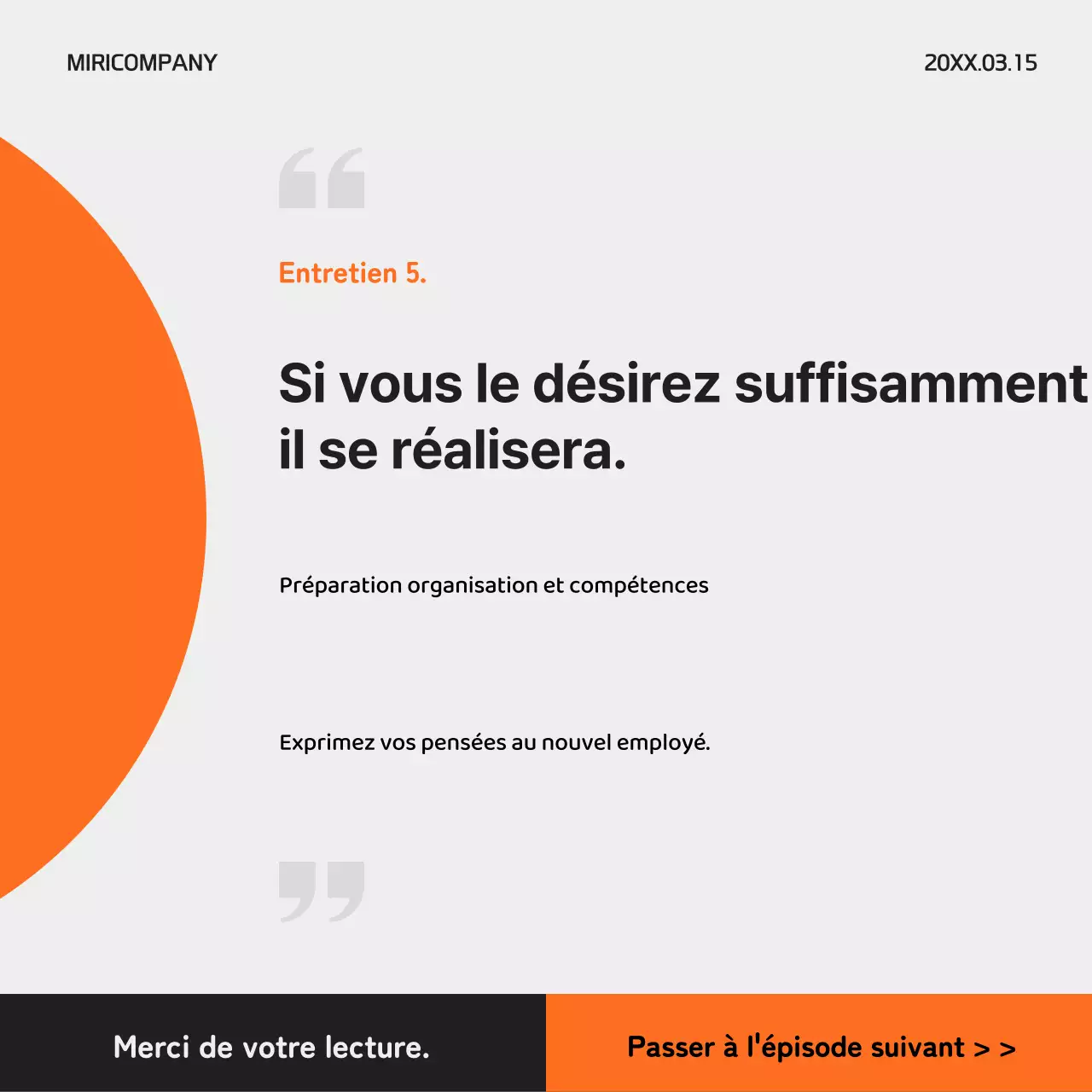 Un simple post d'entretien d'embauche en noir et orange