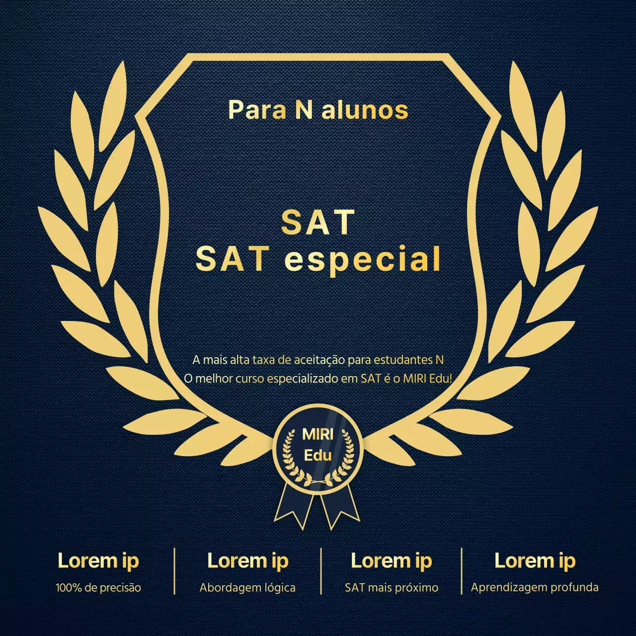 Promoção de uma escola preparatória para o SAT dourada e luxuosa para alunos que regressam à escola