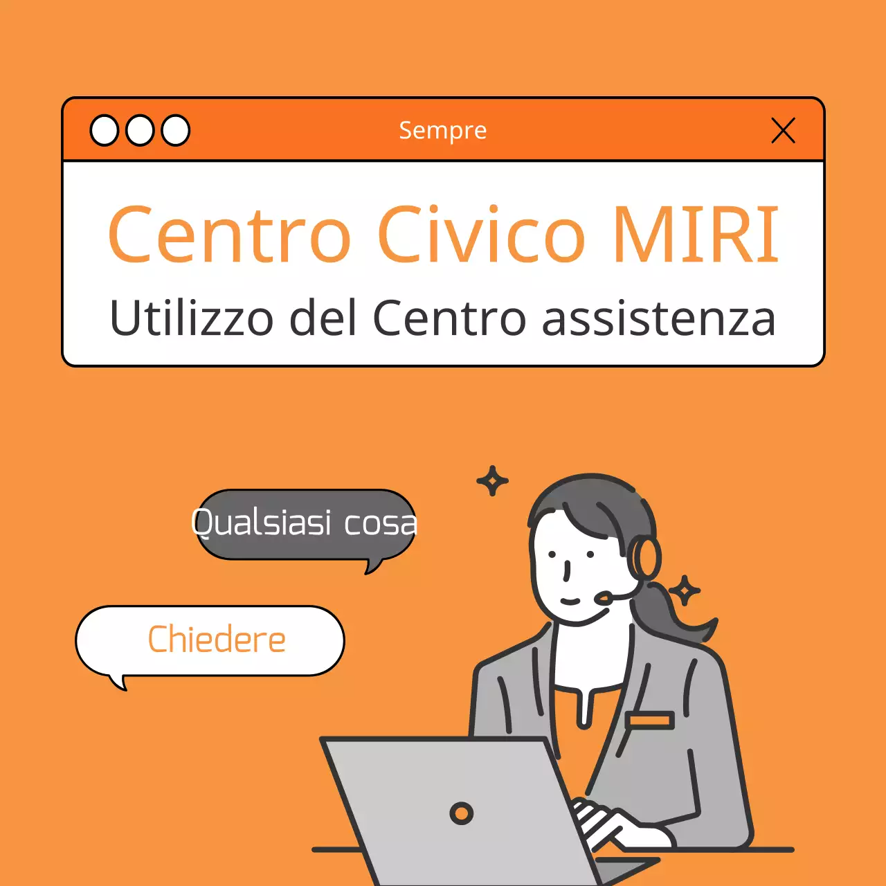 Promuovere annunci di servizio al cliente di colore arancione e grigio