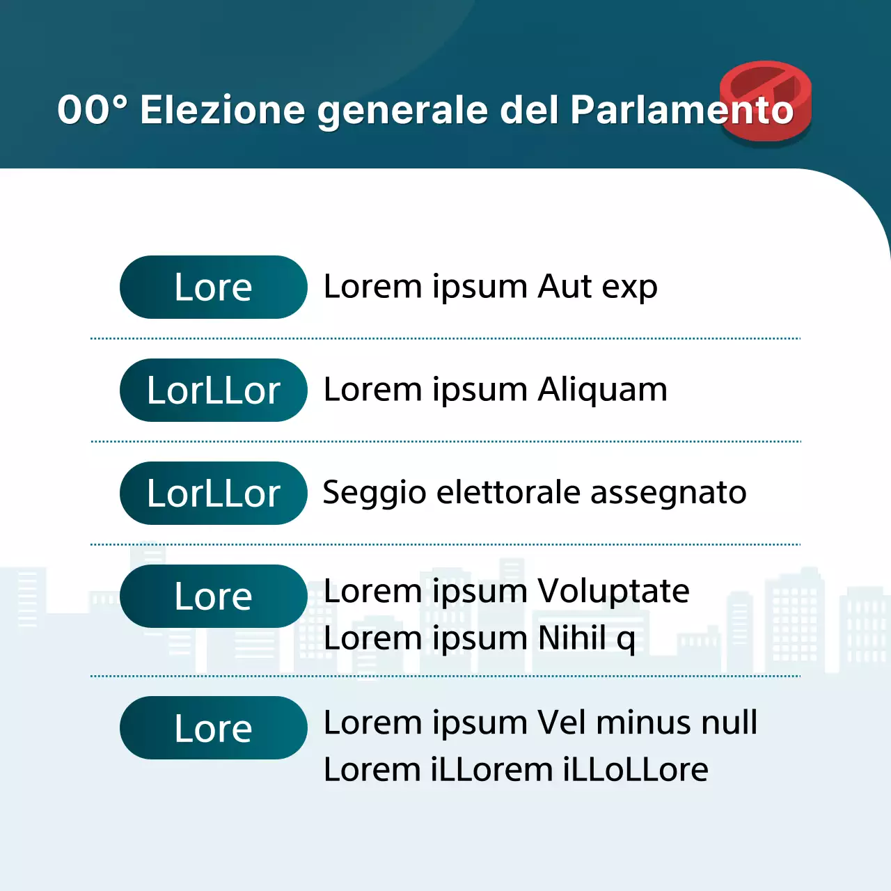Una guida alle promesse elettorali dei candidati, evidenziate in menta e blu navy