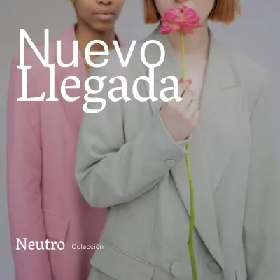 Anuncio de la nueva colección de moda básica en gris y blanco