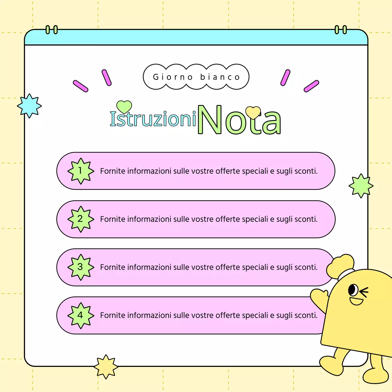 Promuovete un evento kitsch per il White Day con colori fluorescenti e rosa acceso.