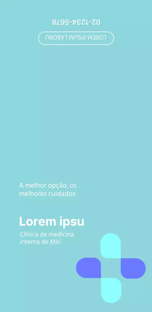 Um hospital de aspeto simples com um logótipo azul claro e azul