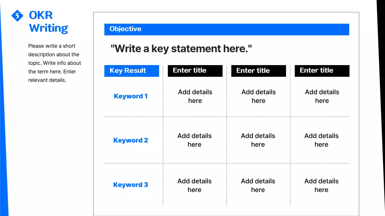 Blue Professional Okr Guide Presentation
