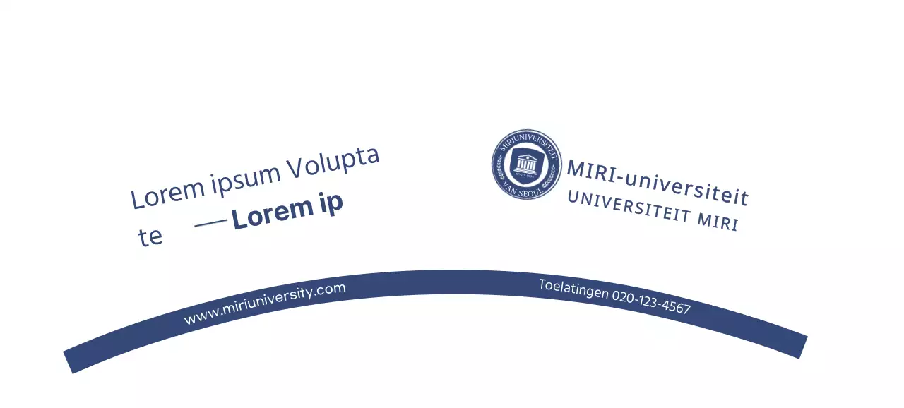Voor een oriëntatiepromotie met een marineblauw universiteitslogo.
